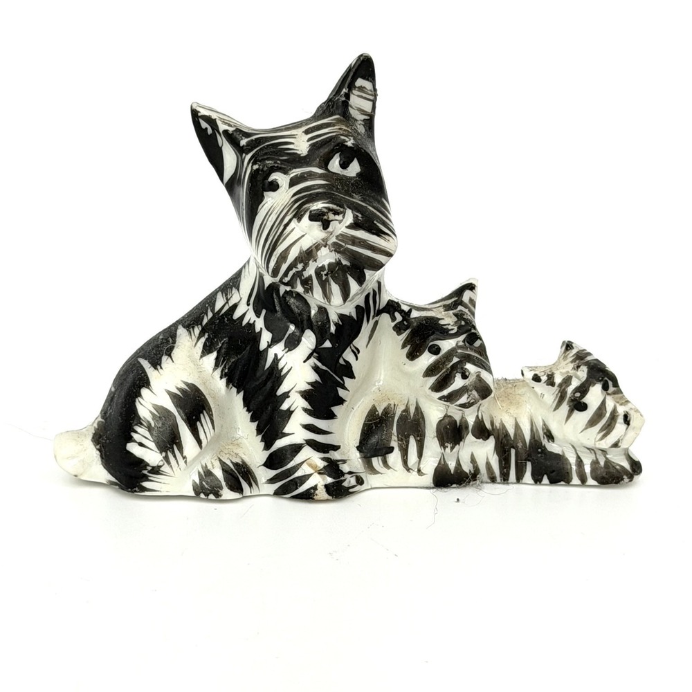 Vintage Occupied Japan Scottie Dog Figurine Ceramic Scottish Terrier Puppies